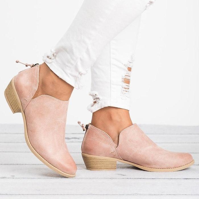 Plus Size Chunky Heel Short Boots Female Non-slip Cute Bootie