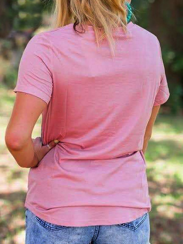 Crew Neck Geometric Short Sleeve Vintage Shirts & Tops