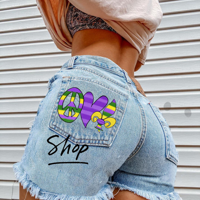 Fashion Wash Blue Jeans shorts OMG