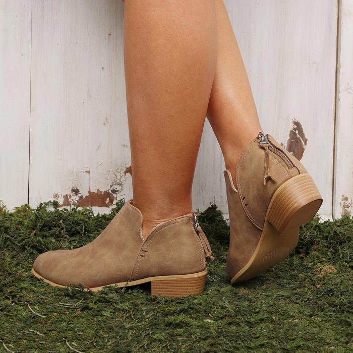 Plus Size Chunky Heel Short Boots Female Non-slip Cute Bootie
