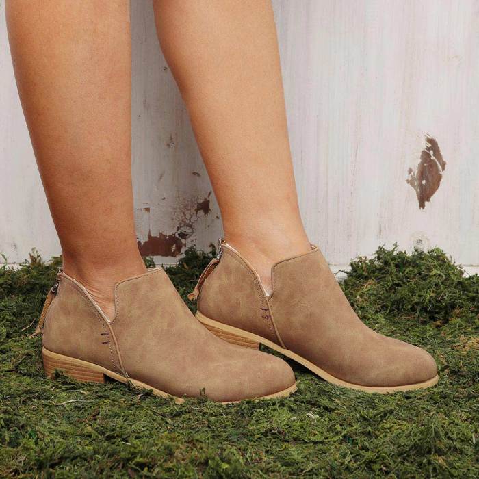Plus Size Chunky Heel Short Boots Female Non-slip Cute Bootie
