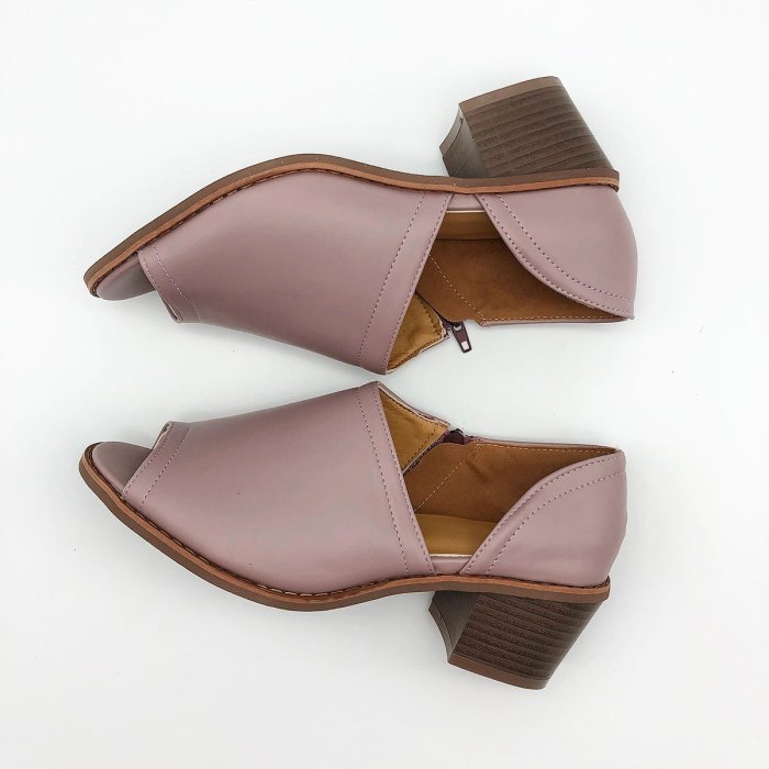 Large Size Peep Toe PU Zipper Pumps