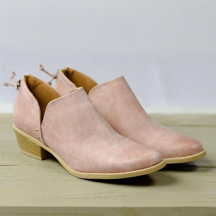 Plus Size Chunky Heel Short Boots Female Non-slip Cute Bootie