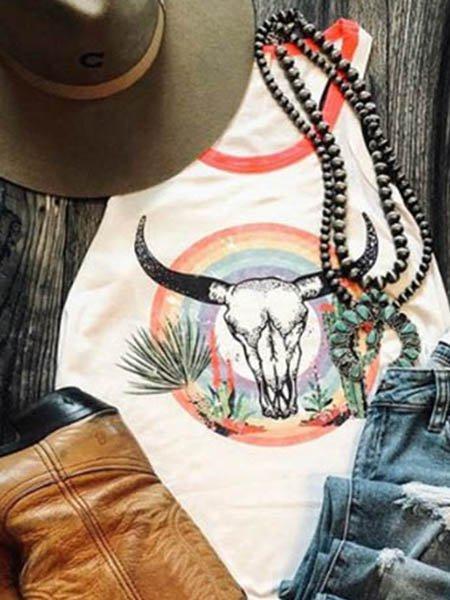 White Shift Floral-Print Casual Shirts & Tops