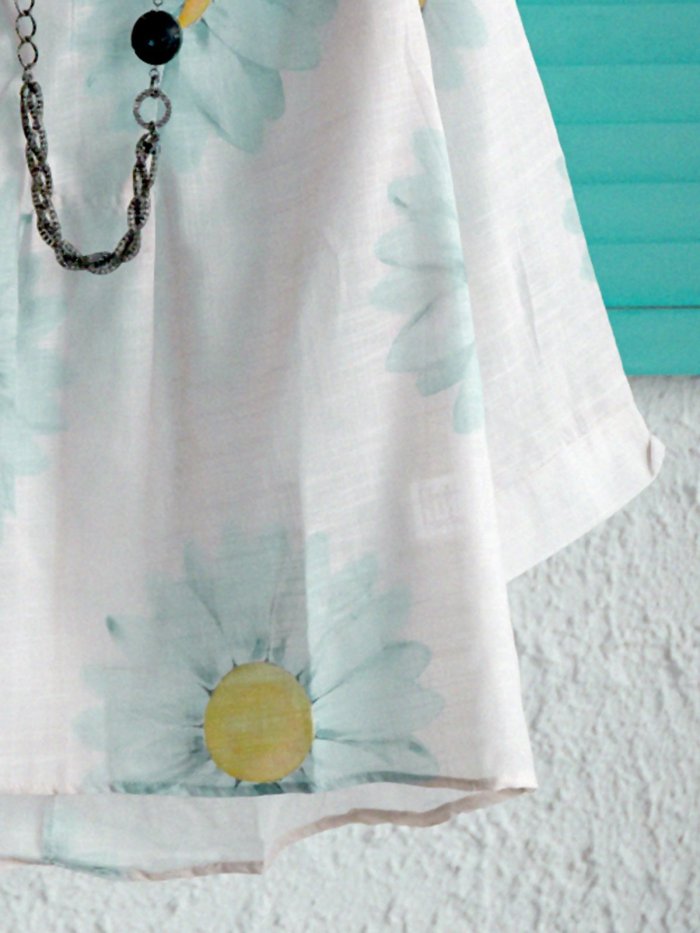 Plus size Floral Long Sleeve Shirts & Tops