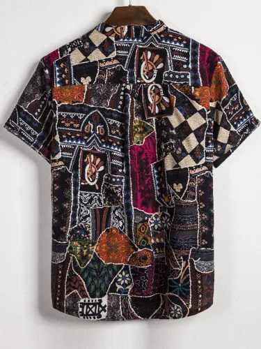 Men's Tribal Graphic Front Pocket Shirt