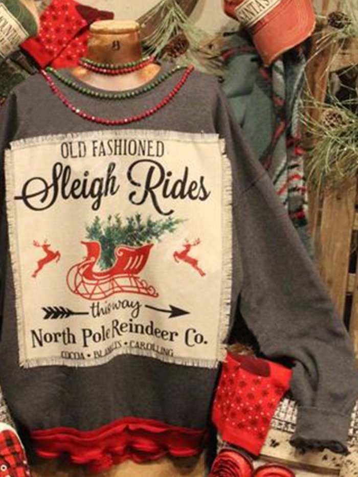 Letter Long Sleeve Crew Neck Sweatshirt