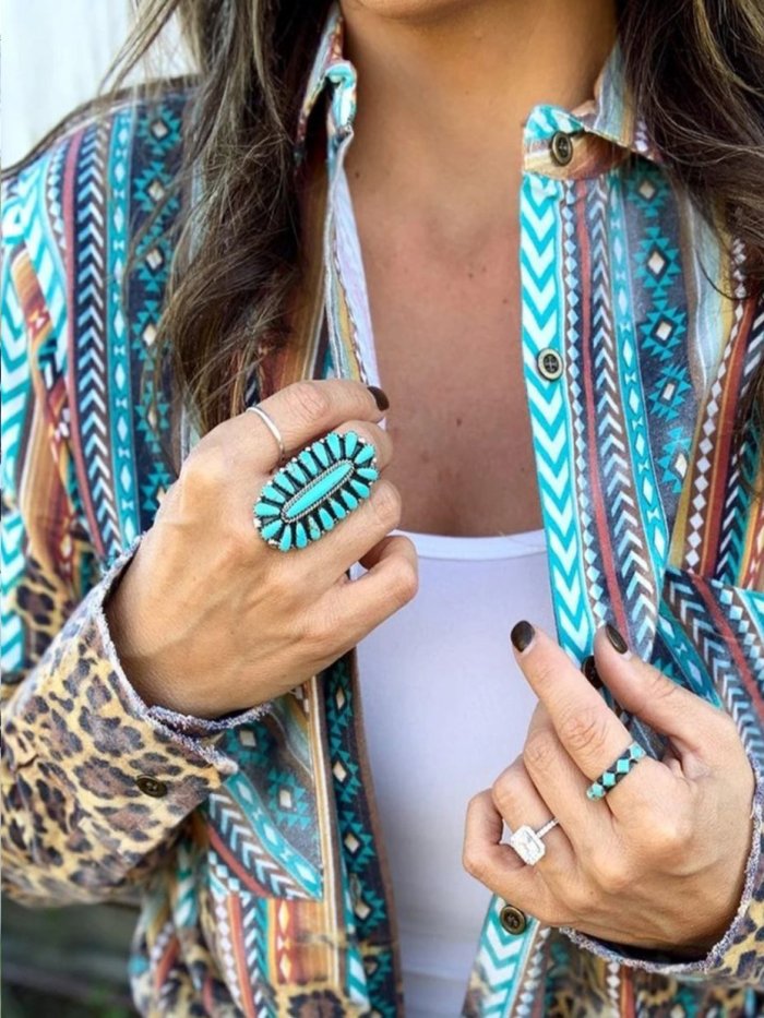 Leopard Long Sleeve Cotton-Blend Shirts & Tops