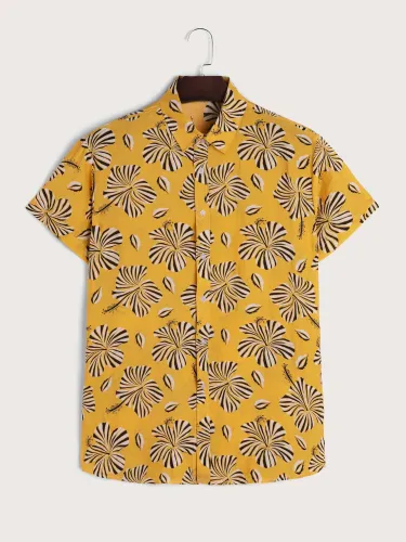 Men's Retro Floral Graphic Short Sleeve Shirt