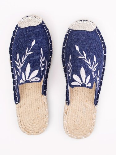Women Fashion Embroidered Espadrille Flat Slippers Shoes