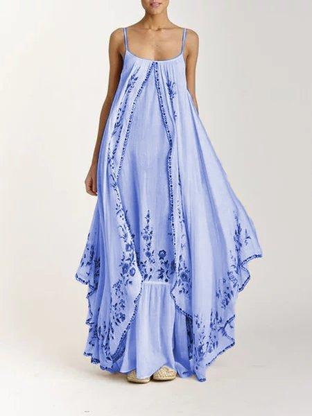 Bohemian embroidered suspender dress