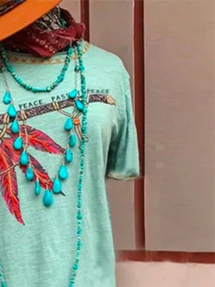 Printed Crew Neck Short Sleeve Shirts & Tops