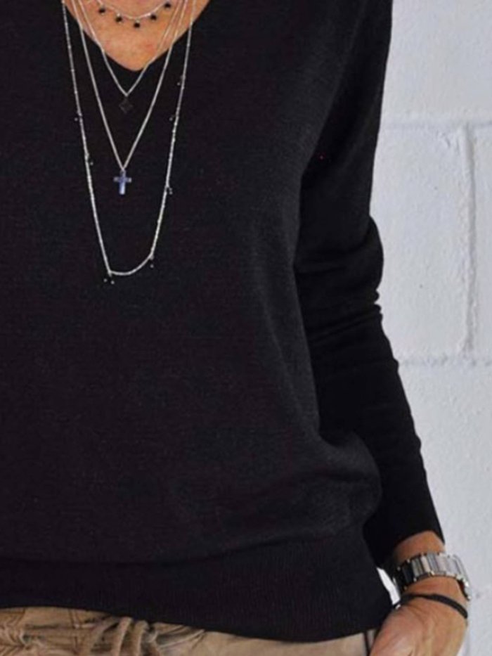 Long Sleeve Plain Shirts & Tops