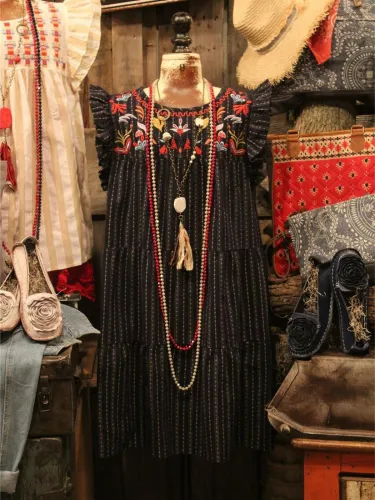 A-Line Boho Cotton-Blend Floral-Print Shirts & Tops