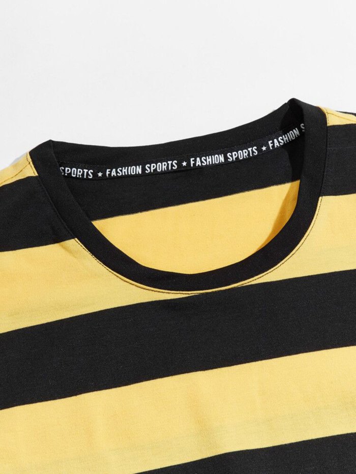 Men's Letter Tape Striped Print Tank Top