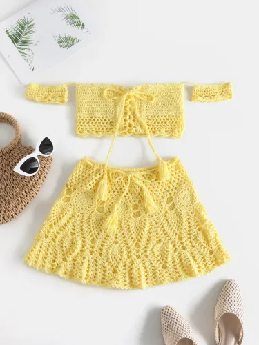 Solid Knit Lace-up Bikini