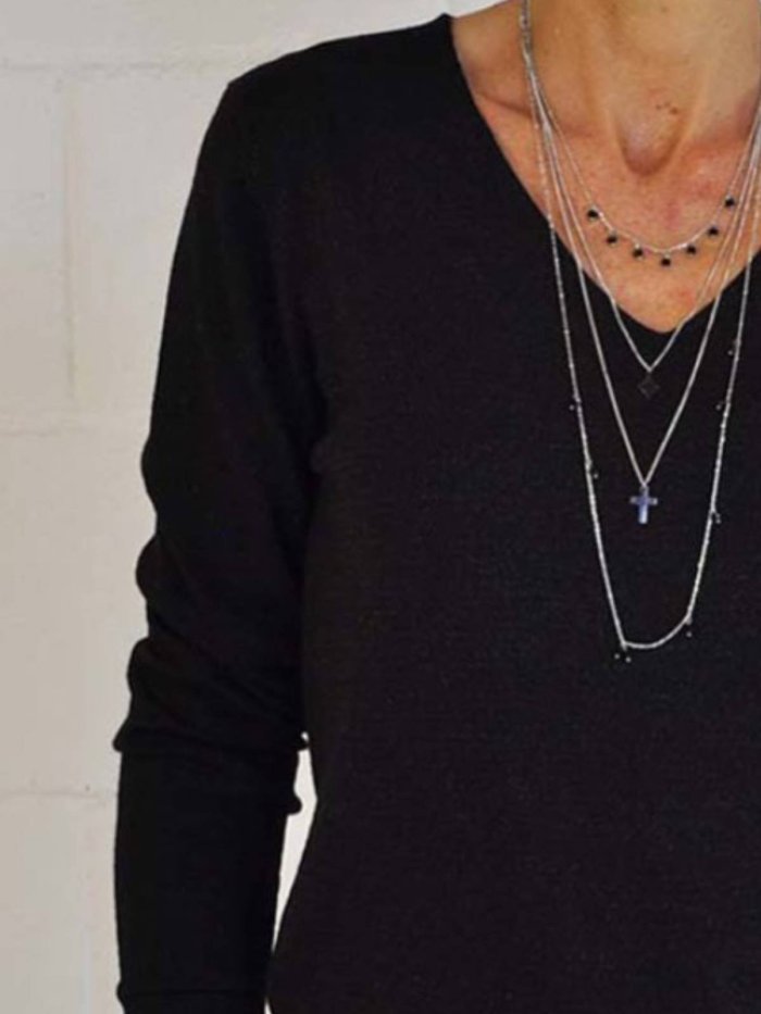 Long Sleeve Plain Shirts & Tops
