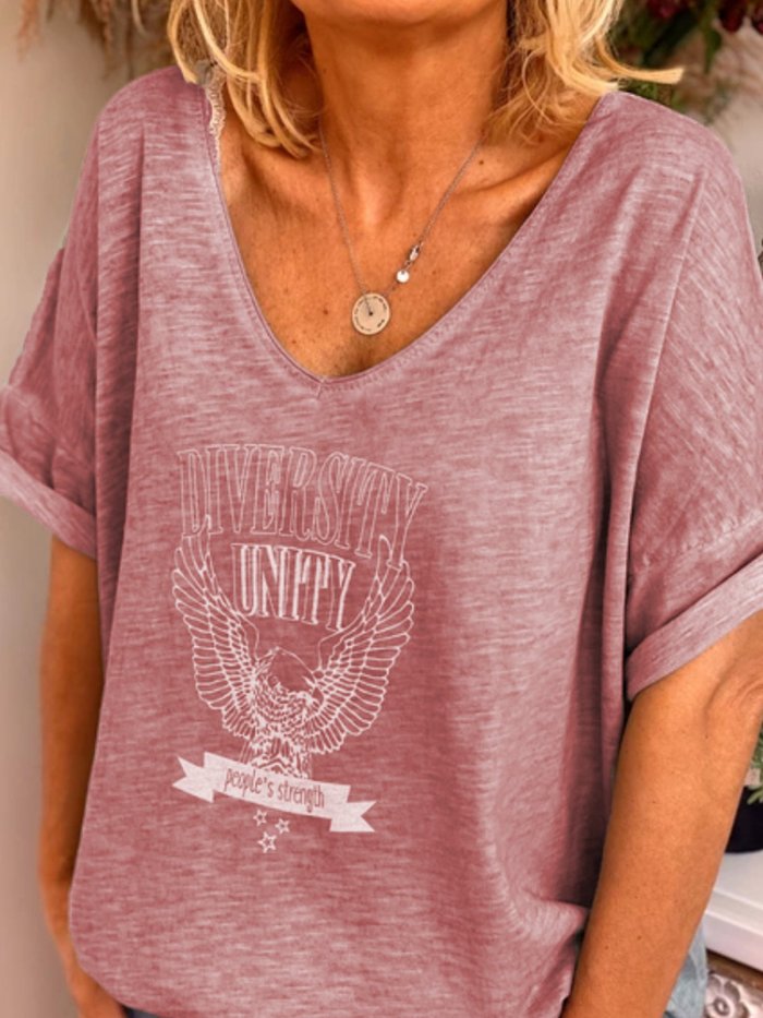 Summer loose European and American short-sleeved casual printed T-shirt