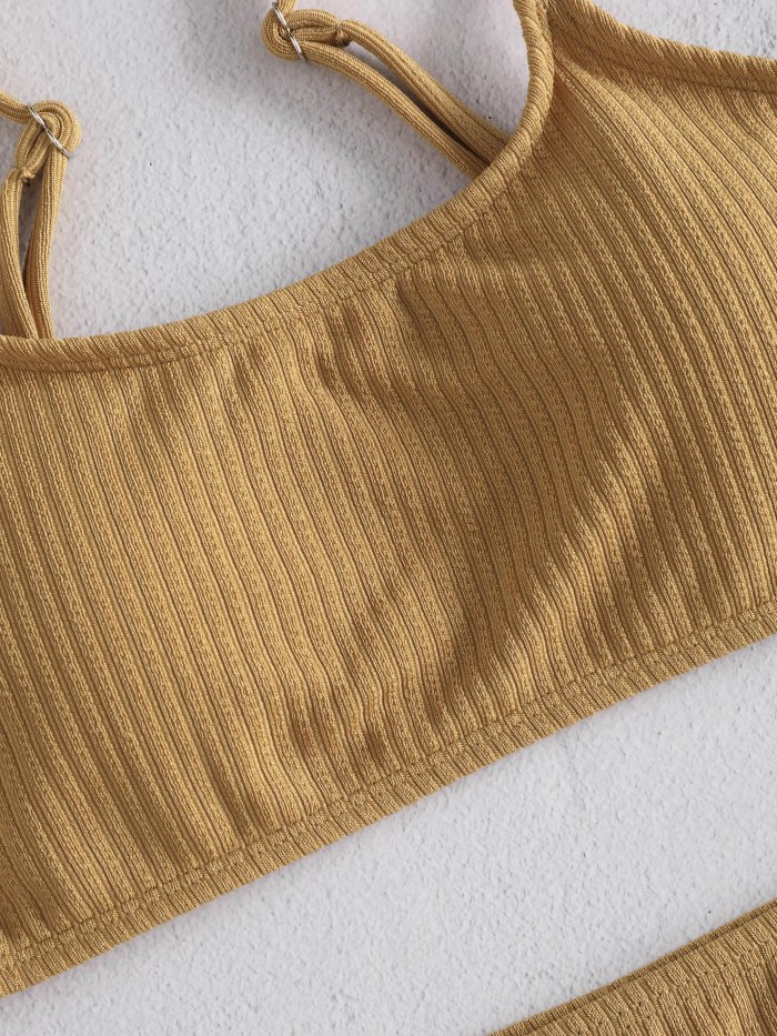 Solid Ribbed Cami Bikini