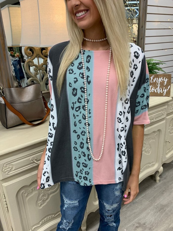 Leopard Vintage Half Sleeve Shirts & Tops