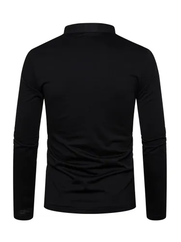 Men's Casual Solid Button Decor Polo Shirt