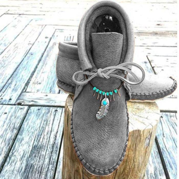 Camel All Season Cowhide Leather Flat Heel Daily Boots