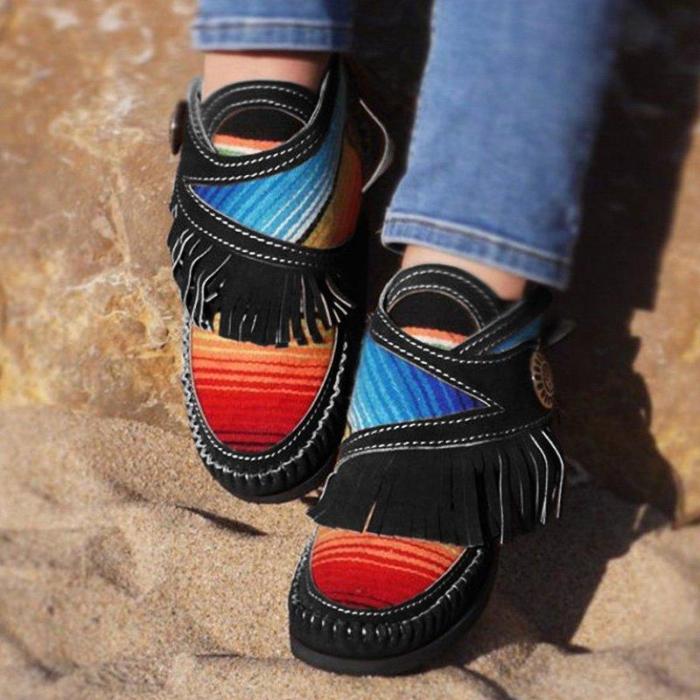 Brown Winter Flat Heel Tassel Boots