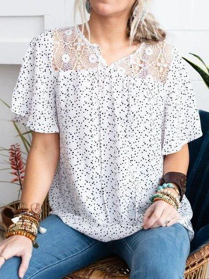 Holiday Shift Color-Block Polka Dots Shirts & Tops