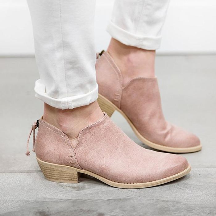 Plus Size Chunky Heel Short Boots Female Non-slip Cute Bootie