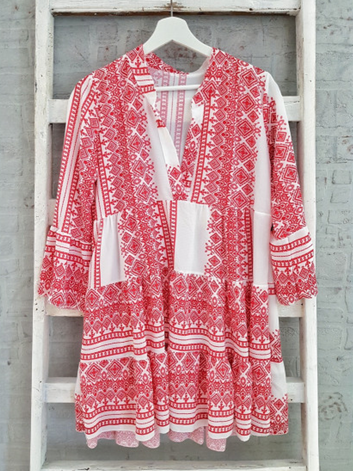 Printed Long Sleeve Casual Dresses