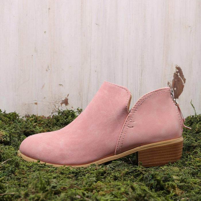 Plus Size Chunky Heel Short Boots Female Non-slip Cute Bootie