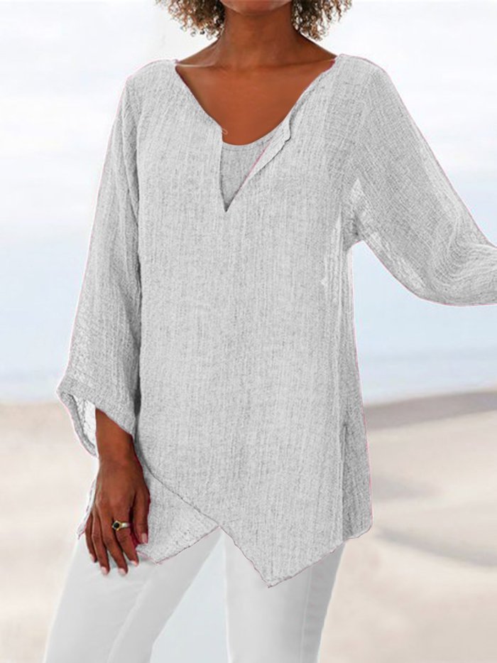 Plus Size Loose Linen Women Summer Blouses