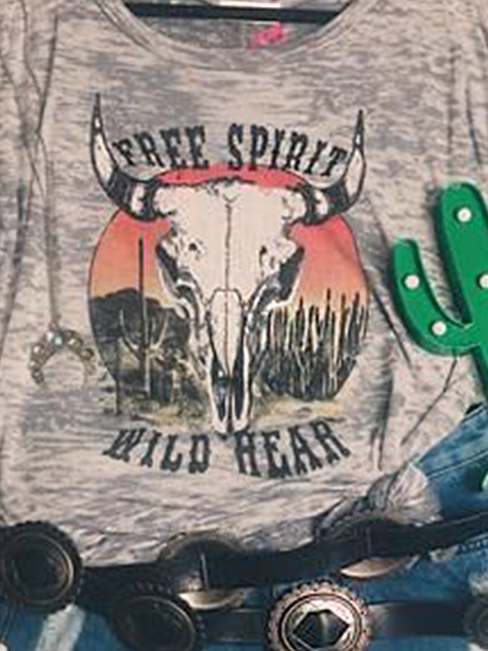 Gray Shift Crew Neck Short Sleeve Printed Shirts & Tops