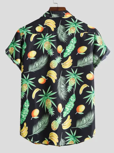 Men's Tropical Fruit Graphic Button Up Shirt