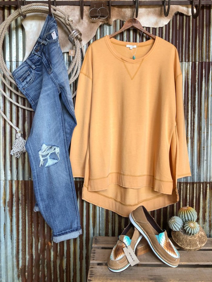 Yellow Long Sleeve Plain Casual Shirts & Tops