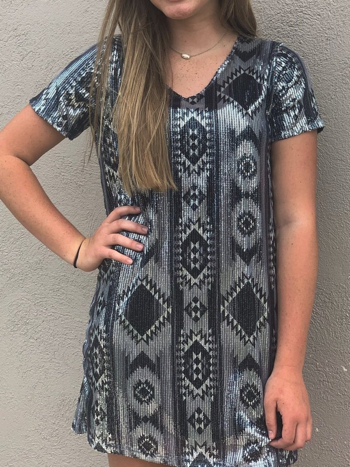 Short Sleeve Printed Crew Neck Casual Dresses