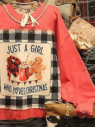 Christmas loose long sleeve printed sweatshirt
