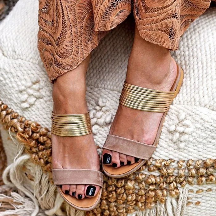 Slip-On Flat Open Toe Summer Slide Sandals Plus Sizes