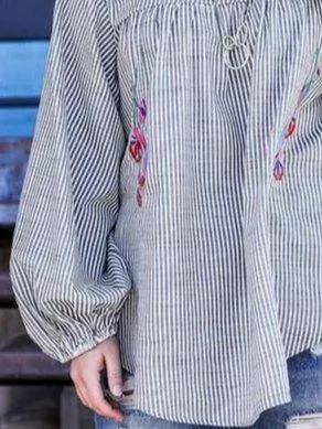 Long Sleeve Printed Vintage Crew Neck Shirts & Tops