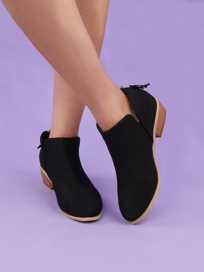 Plus Size Chunky Heel Short Boots Female Non-slip Cute Bootie