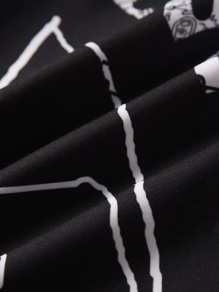 Men’s Darkness Abstract Print Button Blouse
