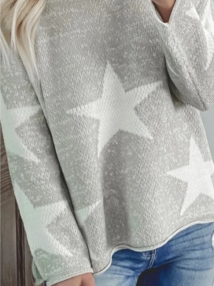 Star Color-Block Long Sleeve Casual Shirts & Tops