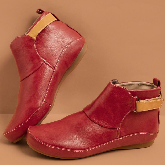 Women Casual Comfy Daily Adjustable Soft Leather Booties