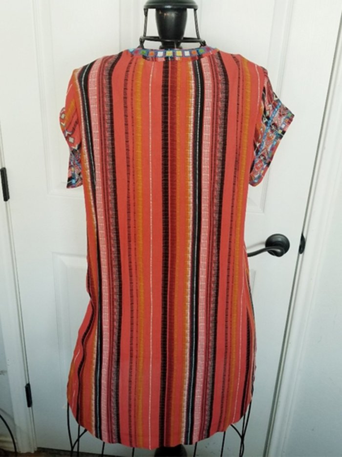 Geometric Boho Shift Crew Neck Dresses
