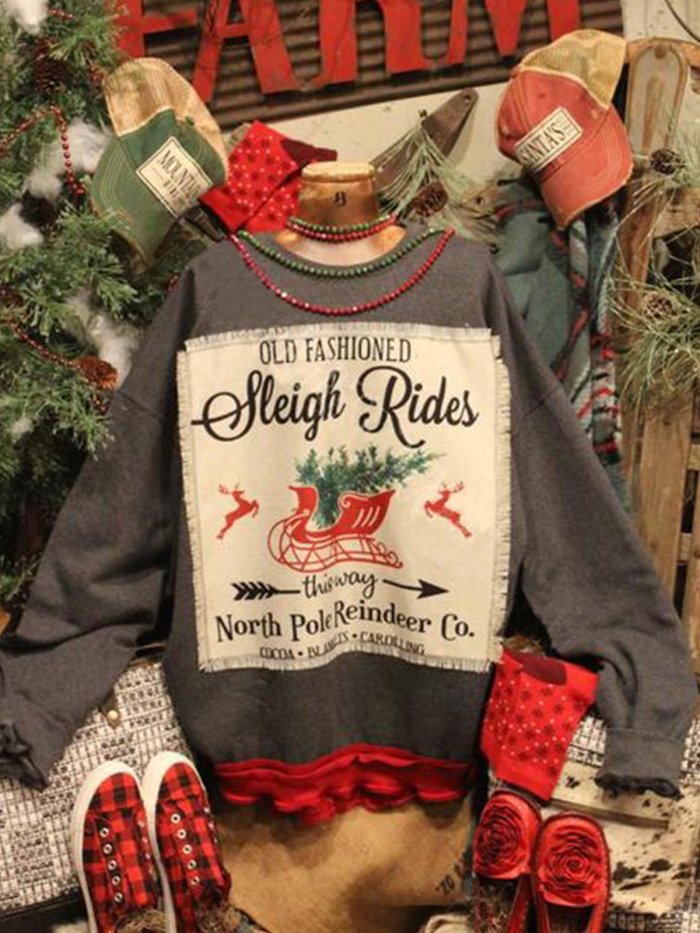 Letter Long Sleeve Crew Neck Sweatshirt