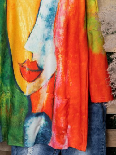 Abstract Long Sleeve Casual Shirts & Tops