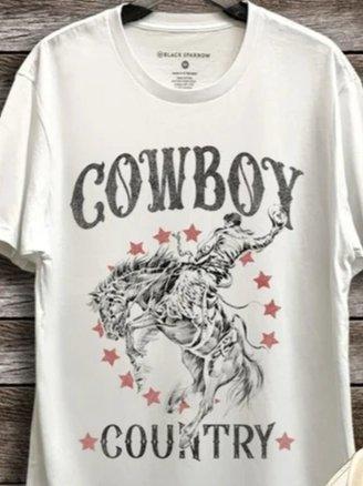 Casual Cotton-Blend Letter Printed Shirts & Tops