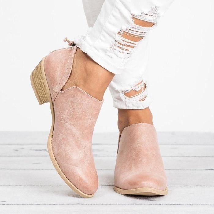 Plus Size Chunky Heel Short Boots Female Non-slip Cute Bootie