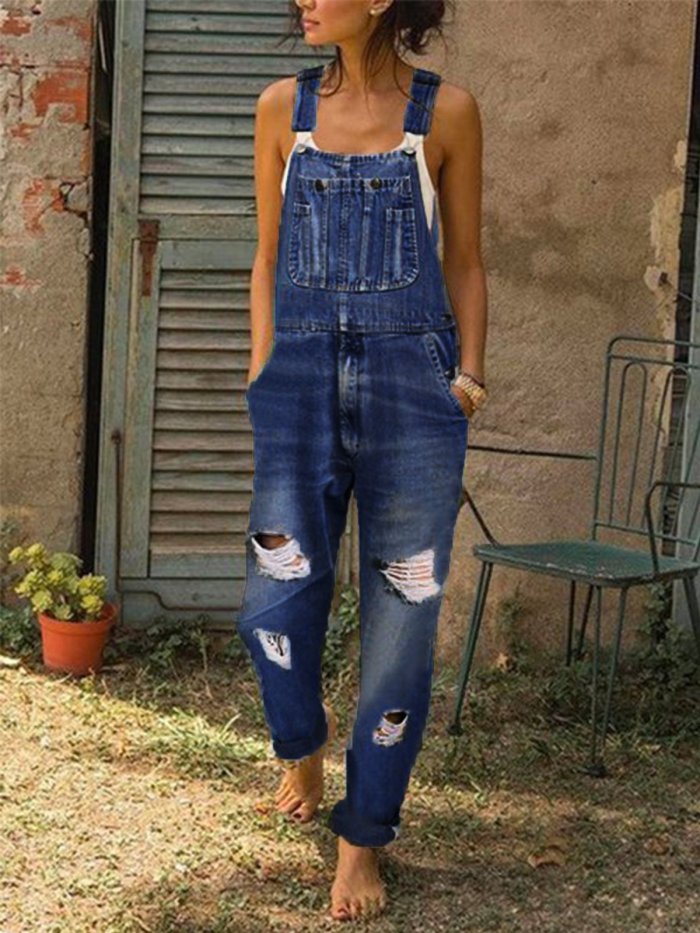 Women's Casual Denim Rompers