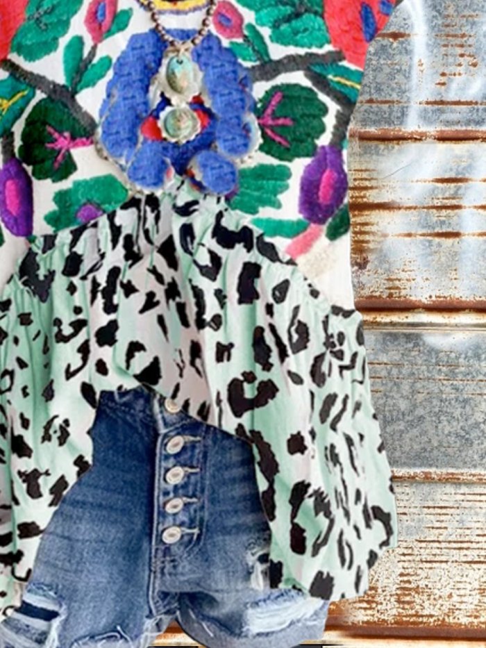 Casual Cotton-Blend Cold Shoulder Shirts & Tops